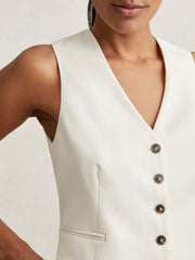 Reiss | Single Breasted Tailored Waistcoat in Cream