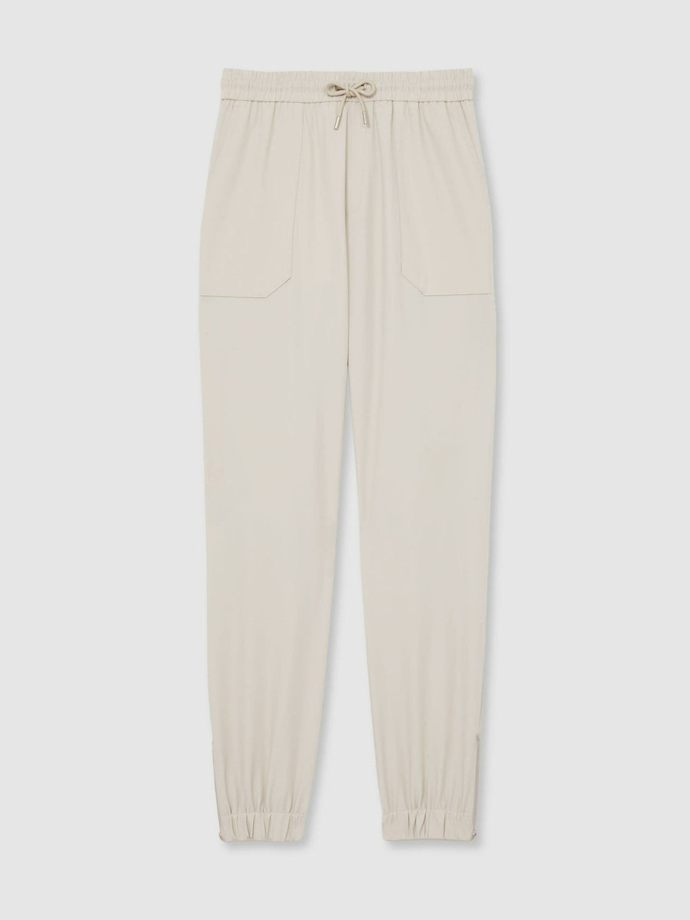 Reiss | Drawstring Technical Cuffed Trousers in Stone