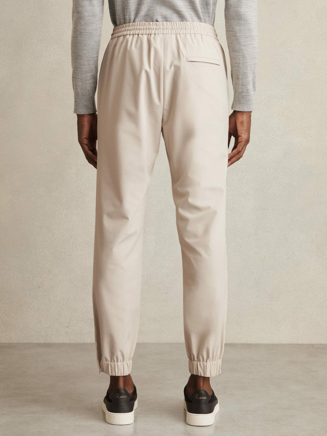 Reiss | Drawstring Technical Cuffed Trousers in Stone