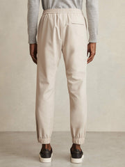 Reiss | Drawstring Technical Cuffed Trousers in Stone