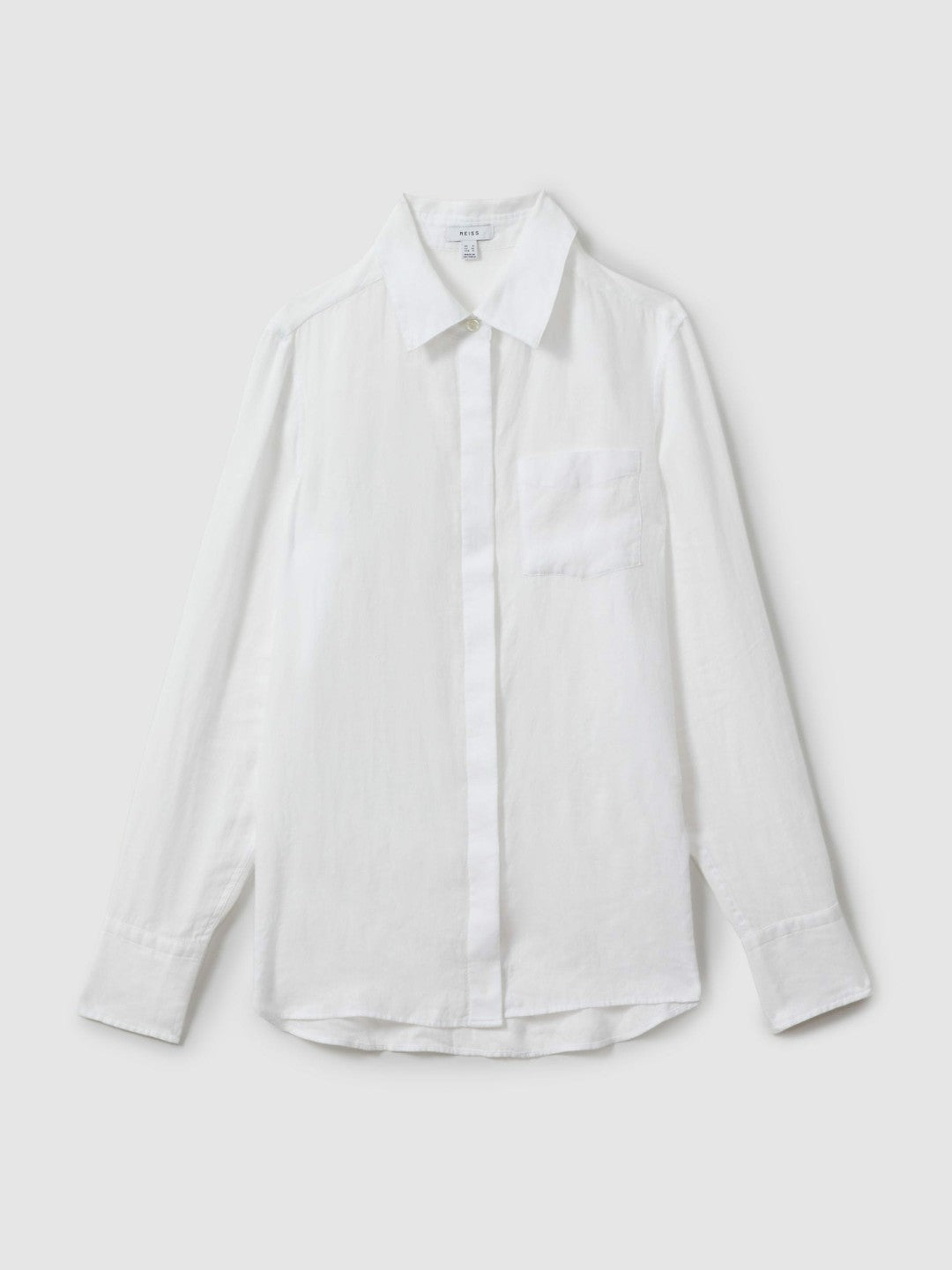 Reiss | Linen Button-Through Shirt in White