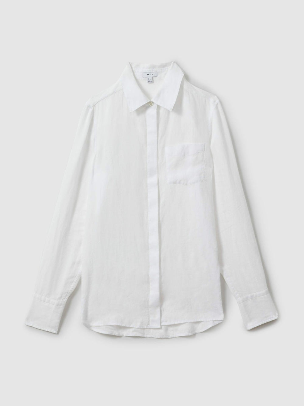 Reiss | Linen Button-Through Shirt in White