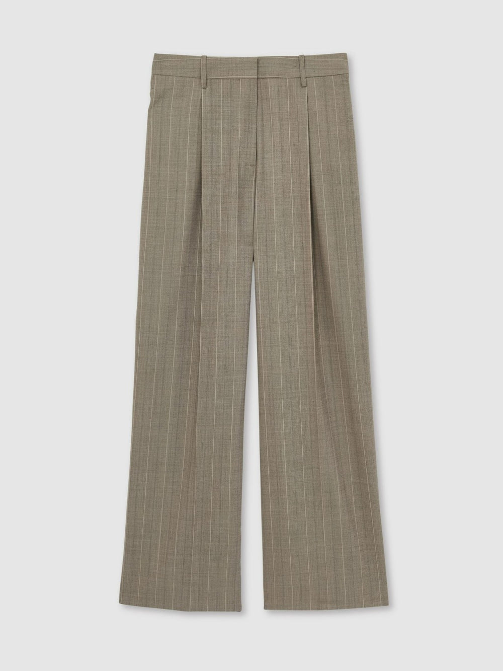 Reiss | Wool-Blend Wide-Leg Pinstripe Trousers in Grey