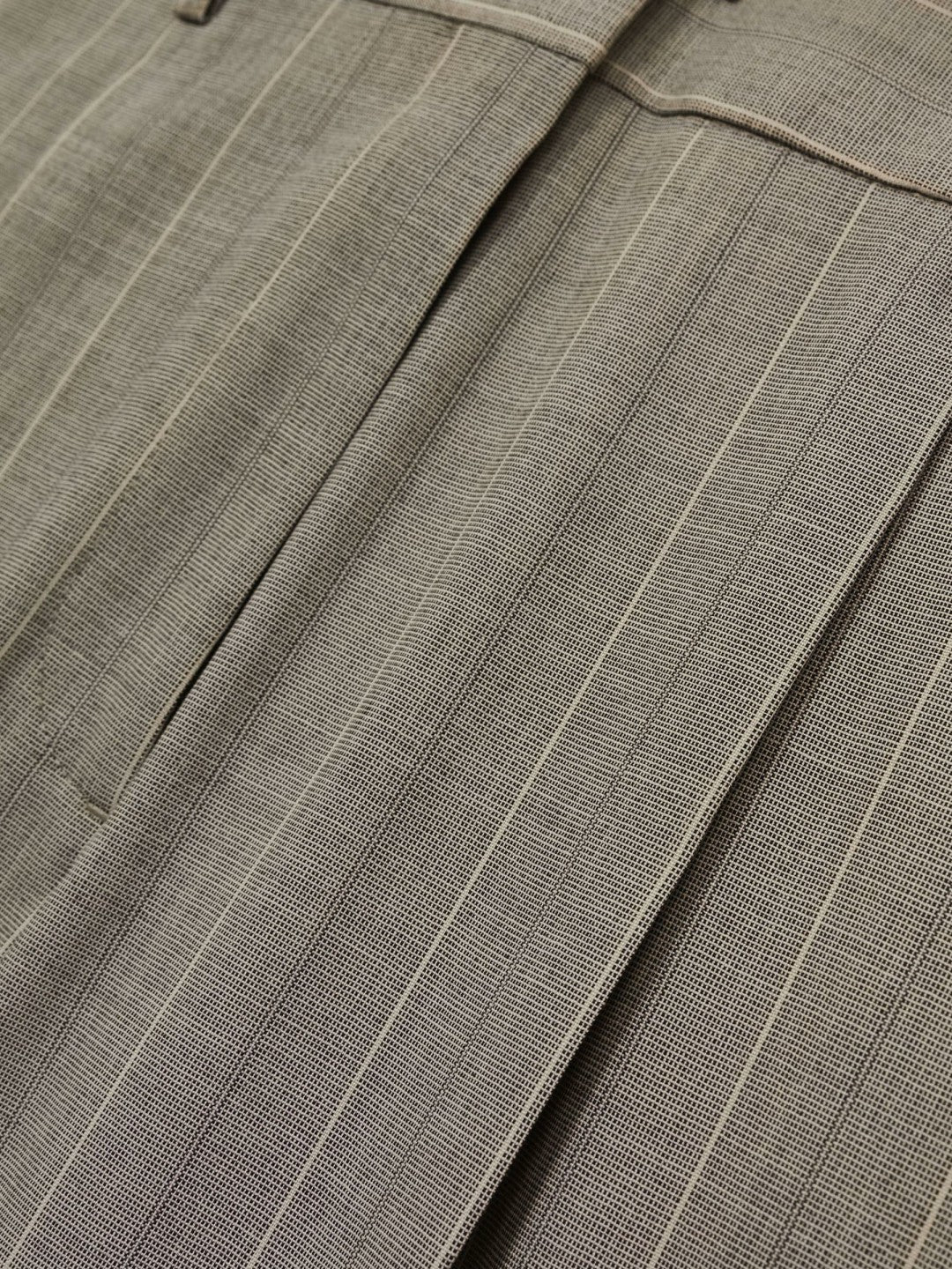 Reiss | Wool-Blend Wide-Leg Pinstripe Trousers in Grey