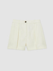 Reiss | Single-Pleat Tailored Shorts in Cream