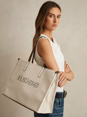 Reiss | Canvas Logo Tote Bag in Natural