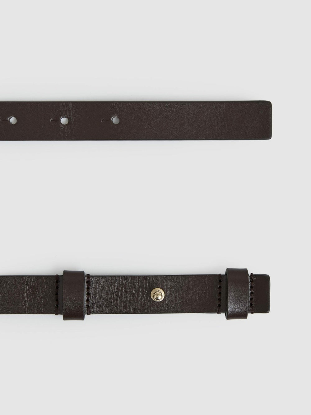 Reiss | Leather Square Hinge Belt in Chocolate