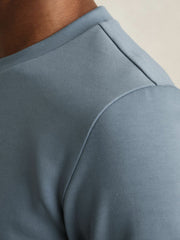 Reiss | Interlock Jersey Crew Neck T-Shirt in Airforce Blue