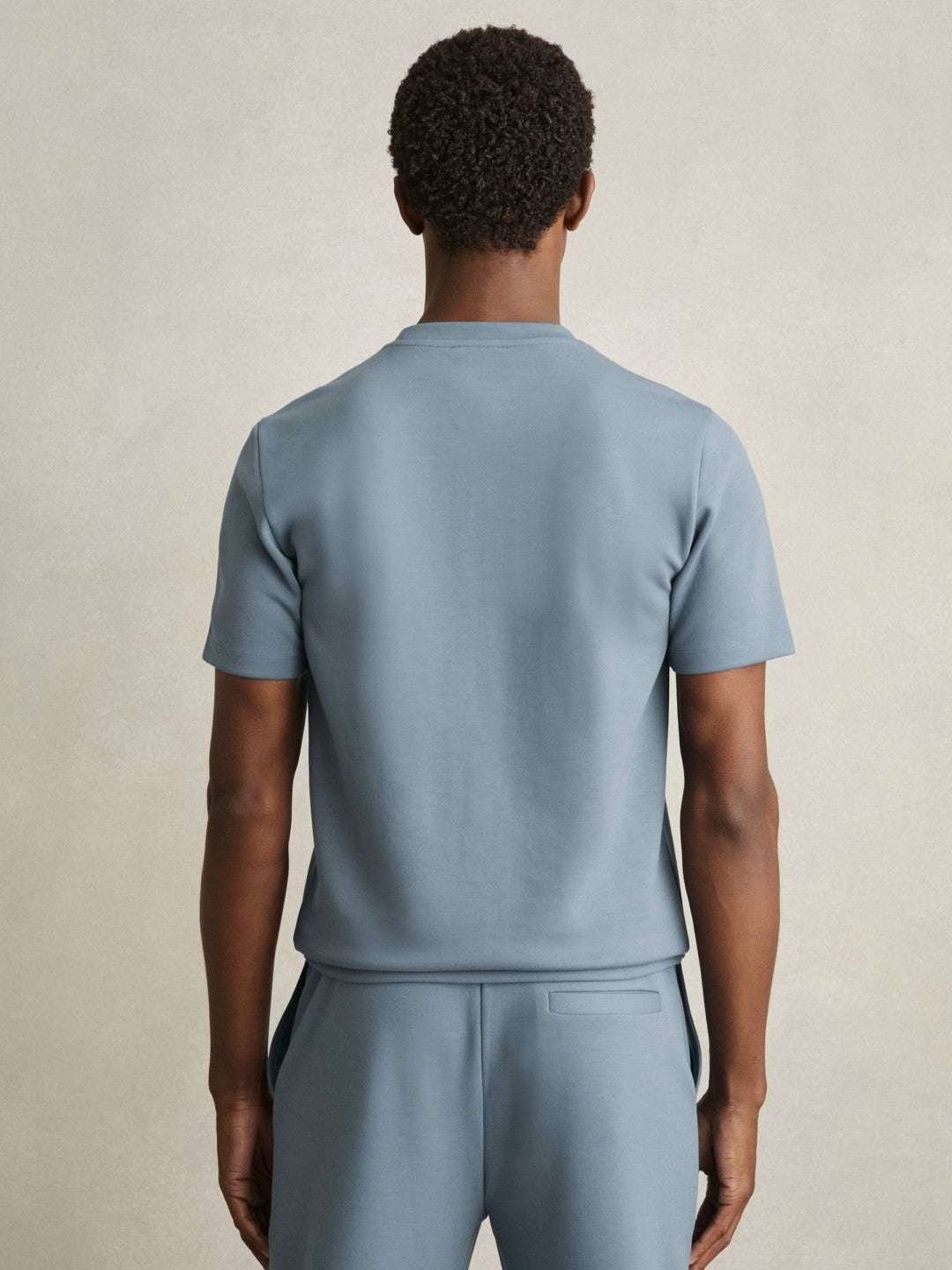 Reiss | Interlock Jersey Crew Neck T-Shirt in Airforce Blue