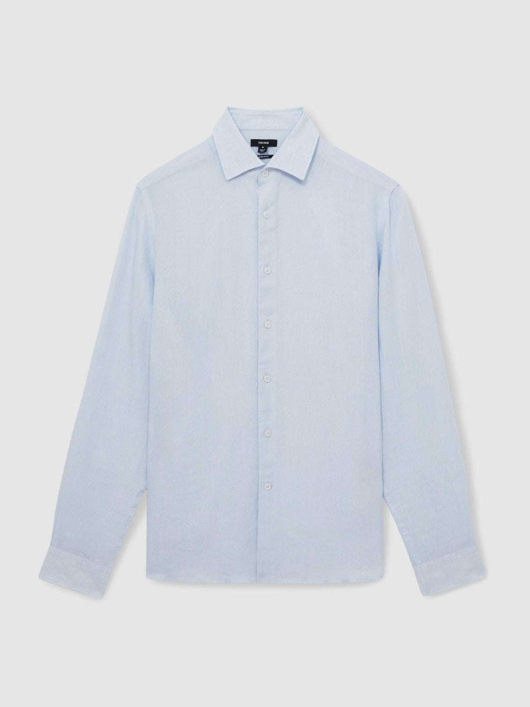 Reiss | Linen Button-Through Shirt in Pale Blue