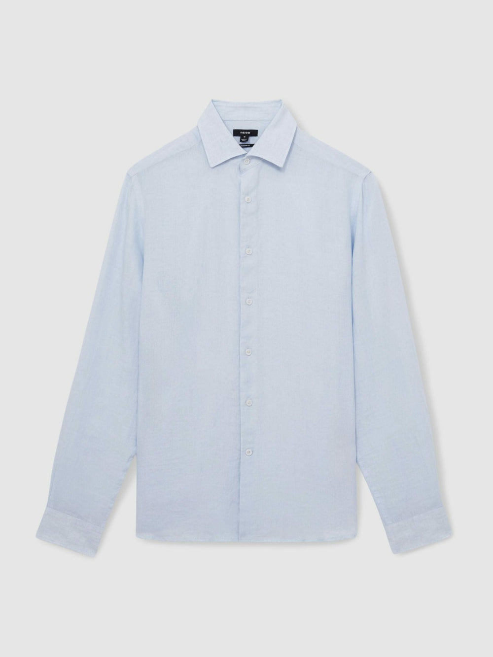 Reiss | Linen Button-Through Shirt in Pale Blue