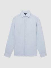 Reiss | Linen Button-Through Shirt in Pale Blue