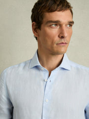 Reiss | Linen Button-Through Shirt in Pale Blue