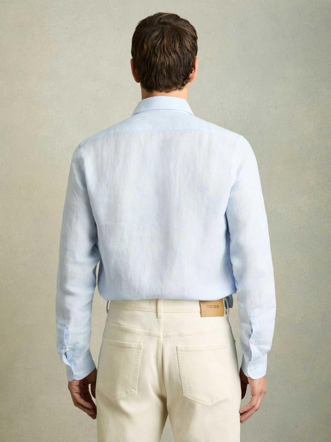 Reiss | Linen Button-Through Shirt in Pale Blue
