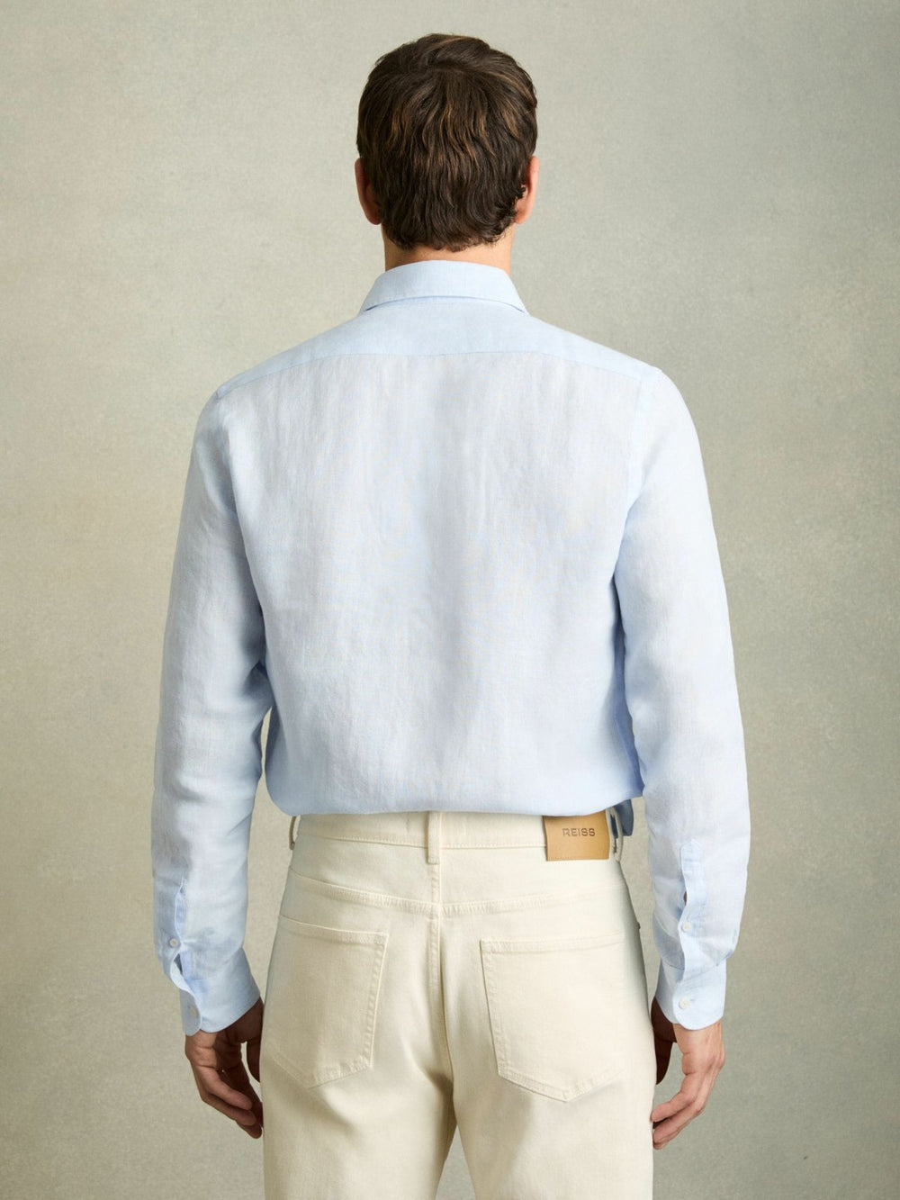 Reiss | Linen Button-Through Shirt in Pale Blue