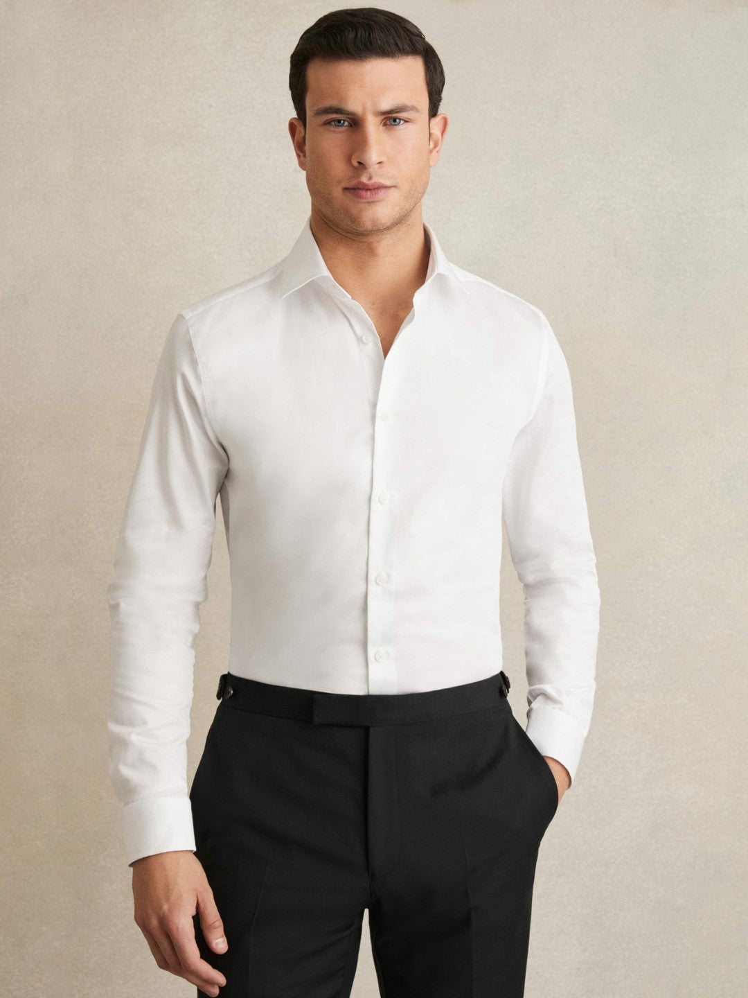 Reiss | Regular Fit Cotton Sateen Shirt in White