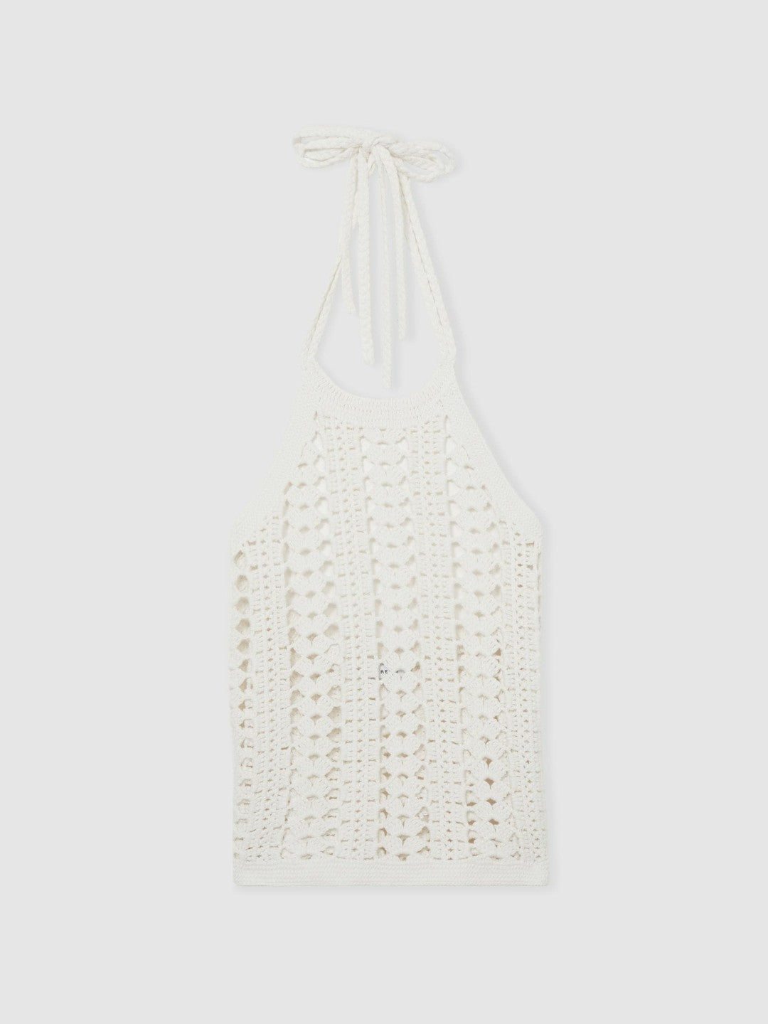 Reiss | Cotton Crochet Halterneck Vest Top in White