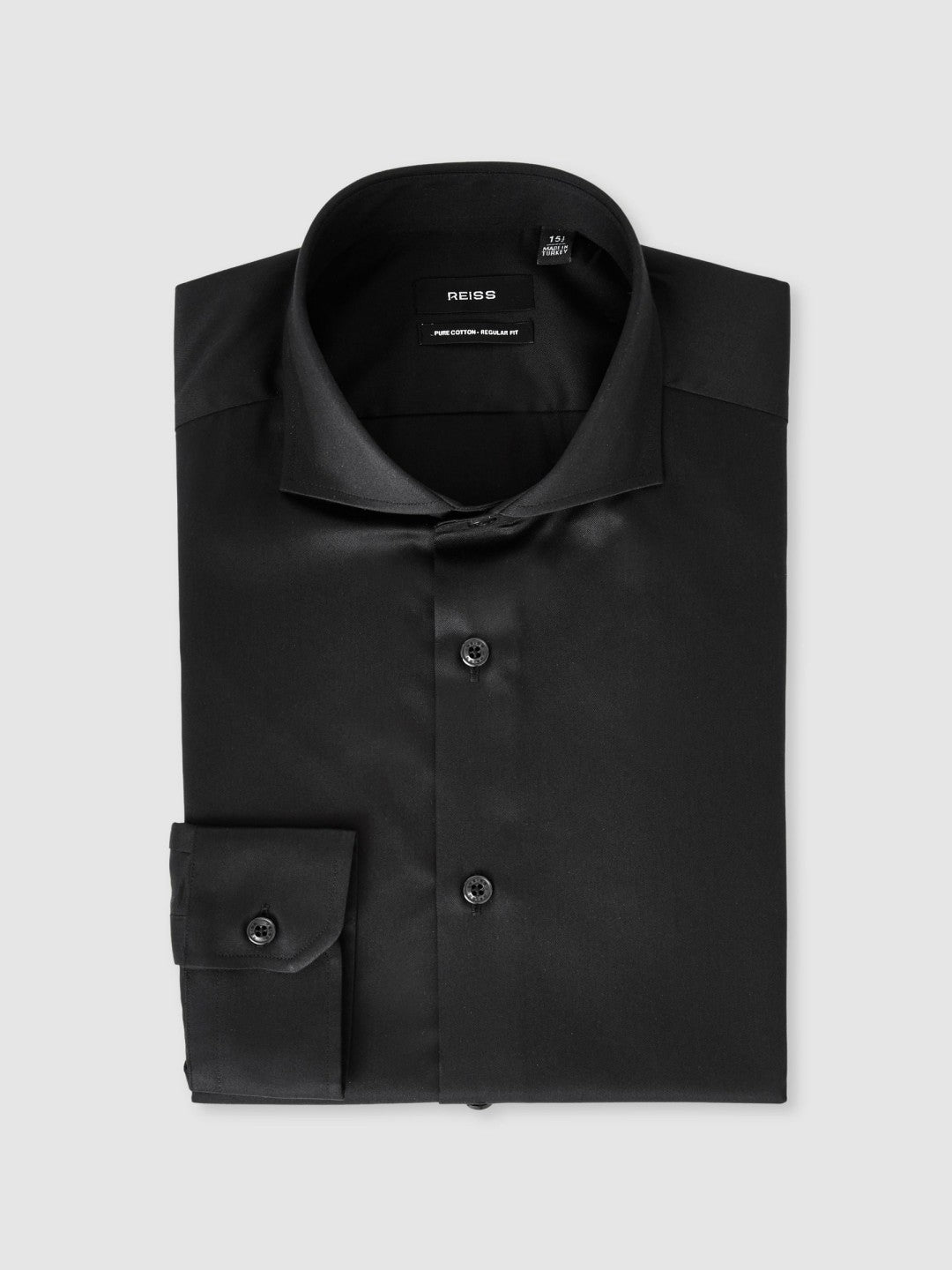 Reiss | Regular Fit Cotton-Twill Two-Fold Shirt Slim-Fit in Black