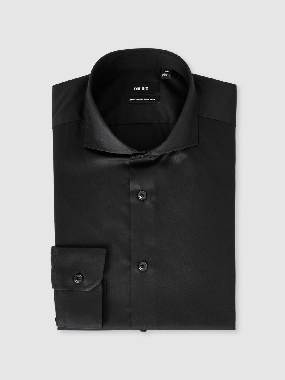 Reiss | Regular Fit Cotton-Twill Two-Fold Shirt Slim-Fit in Black