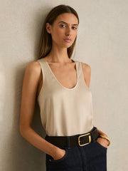 Reiss | Silk-Front Cami Top in Neutral