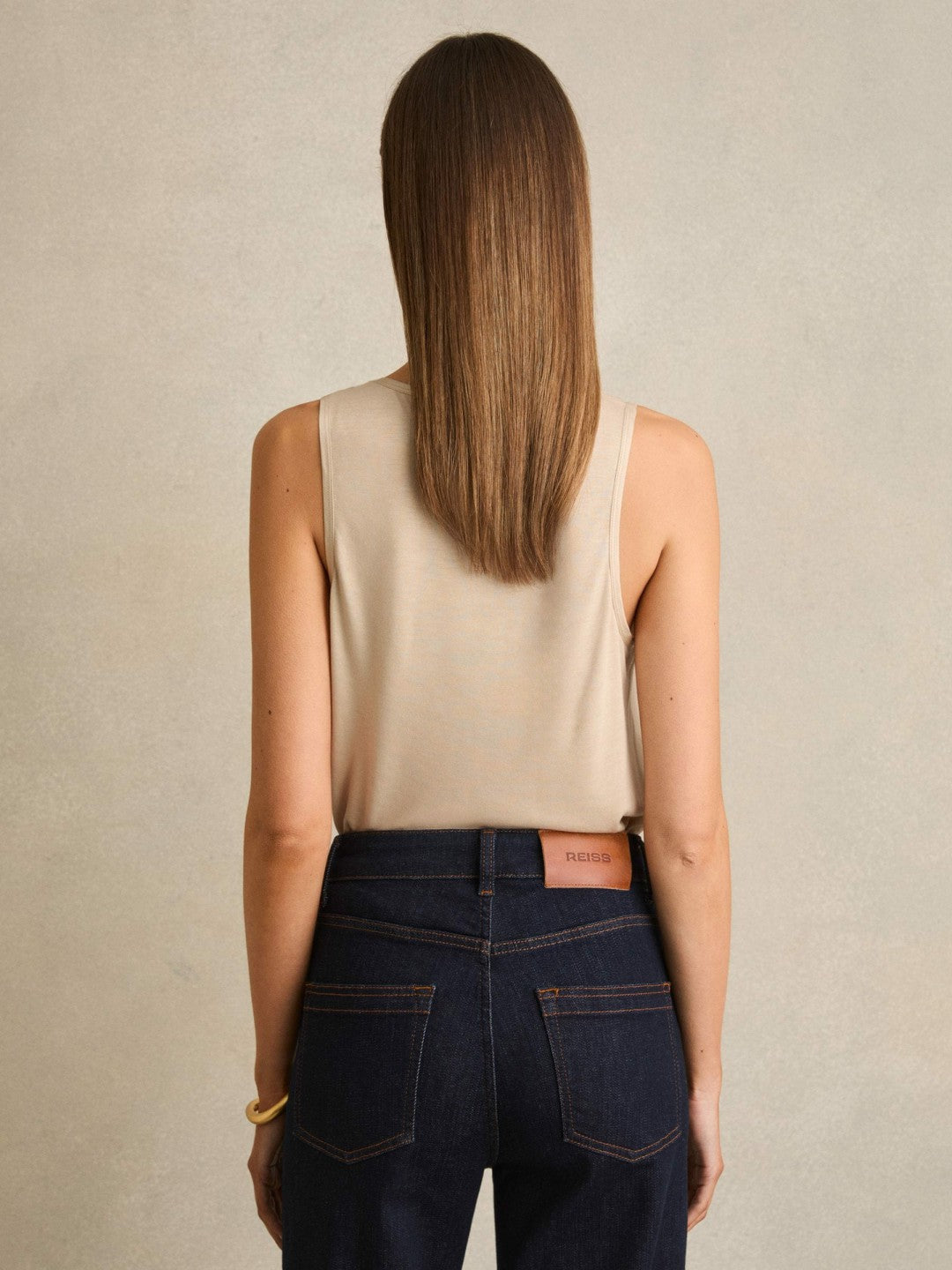 Reiss | Silk-Front Cami Top in Neutral