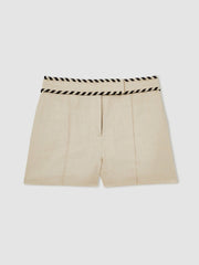 Reiss | Linen Whipstitch Shorts in Neutral