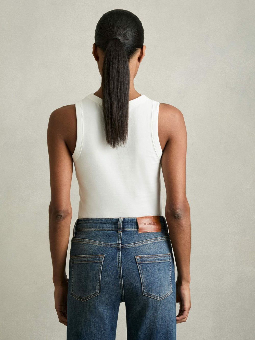 Reiss | Stretch-Cotton Racerback Vest in White