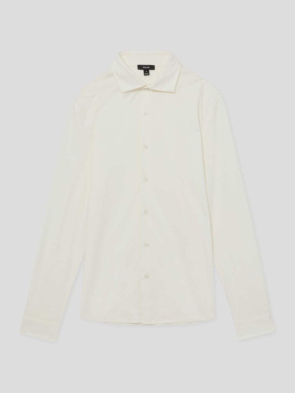 Reiss | Cotton-Jersey Button-Through Shirt in Ecru