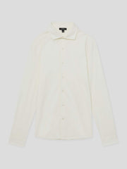 Reiss | Cotton-Jersey Button-Through Shirt in Ecru