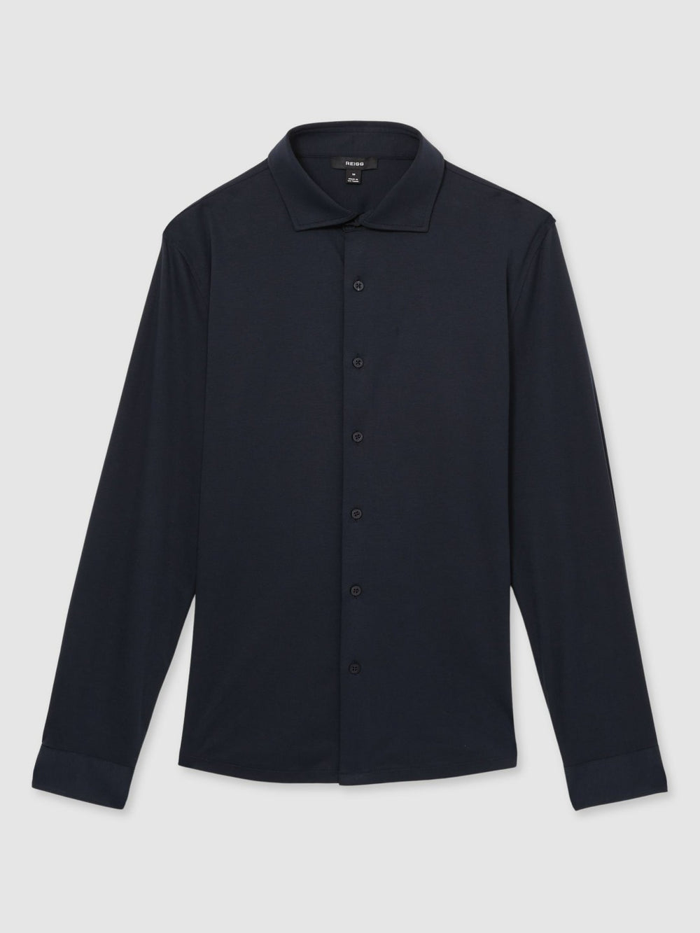 Reiss | Cotton-Jersey Button-Through Shirt in Navy