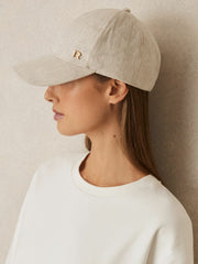 Reiss | Linen Logo Baseball Cap in Neutral