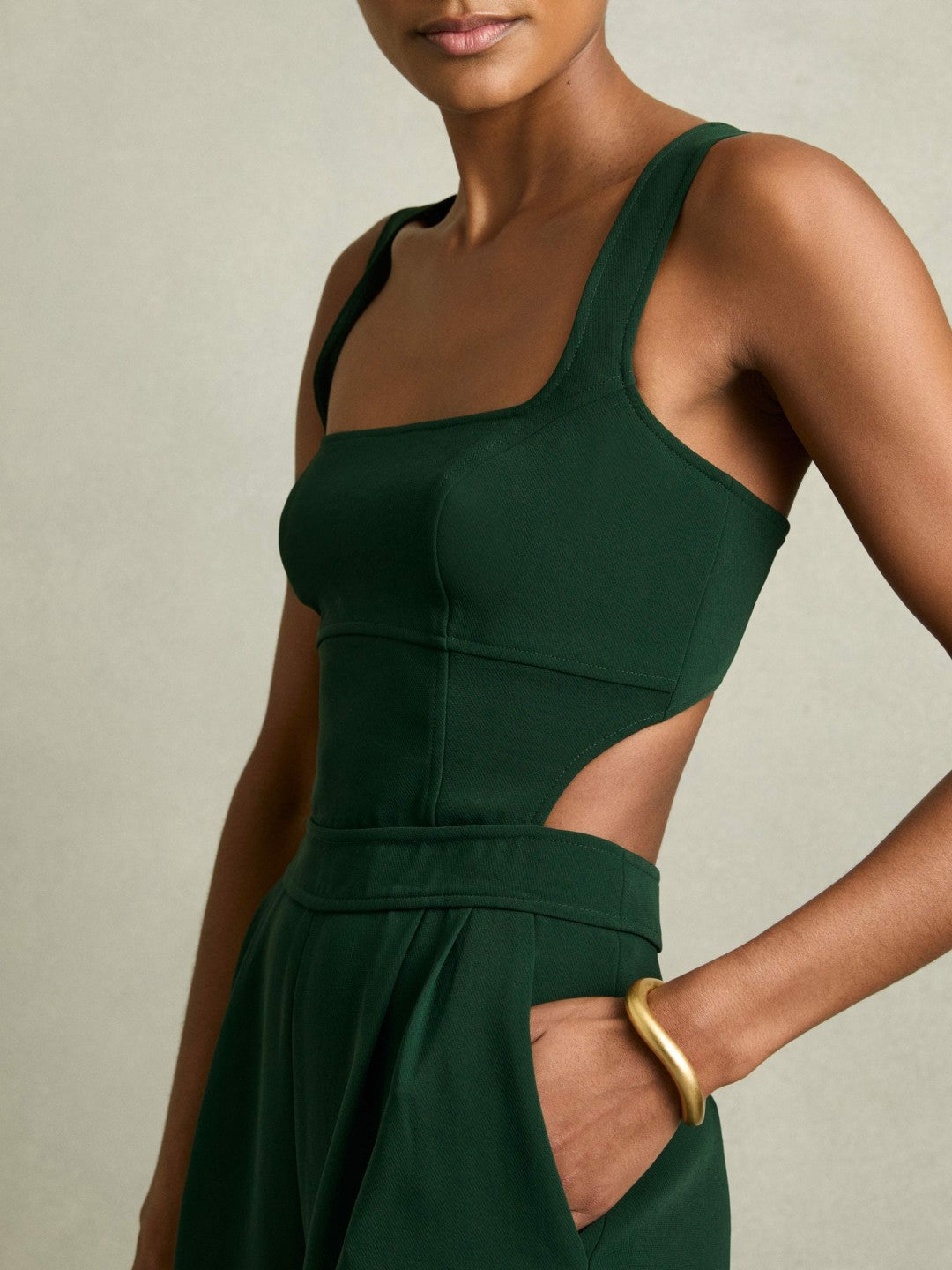 Reiss | Wide-Leg Cut-Out Jumpsuit in Green