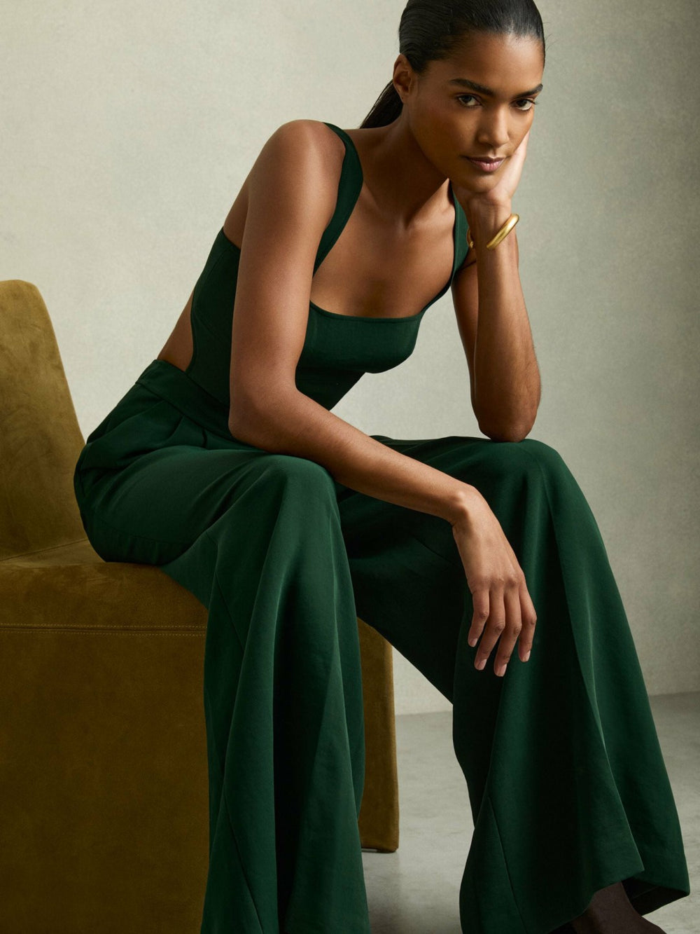Reiss | Wide-Leg Cut-Out Jumpsuit in Green