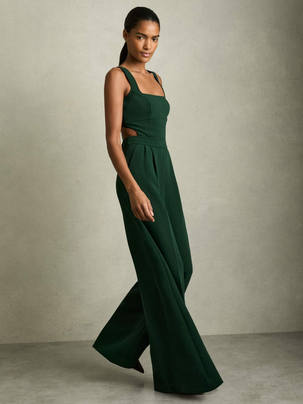 Reiss | Wide-Leg Cut-Out Jumpsuit in Green