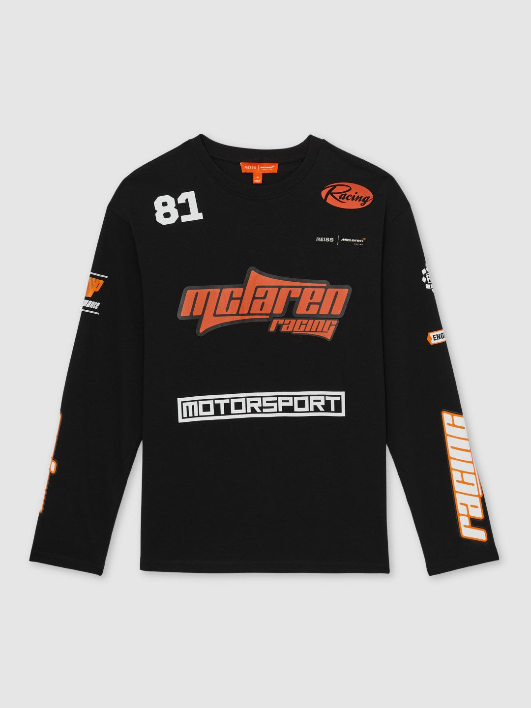 Reiss | McLaren F1 Team Cotton Logo T-Shirt Unisex Fit in Black