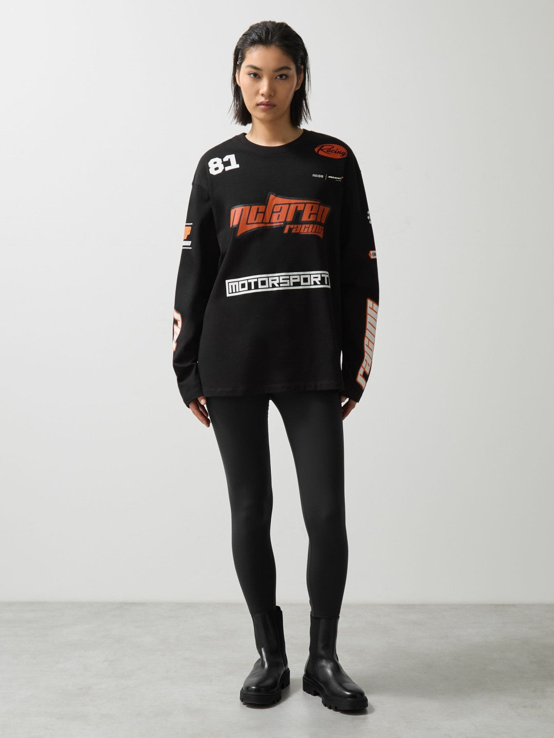 Reiss | McLaren F1 Team Cotton Logo T-Shirt Unisex Fit in Black