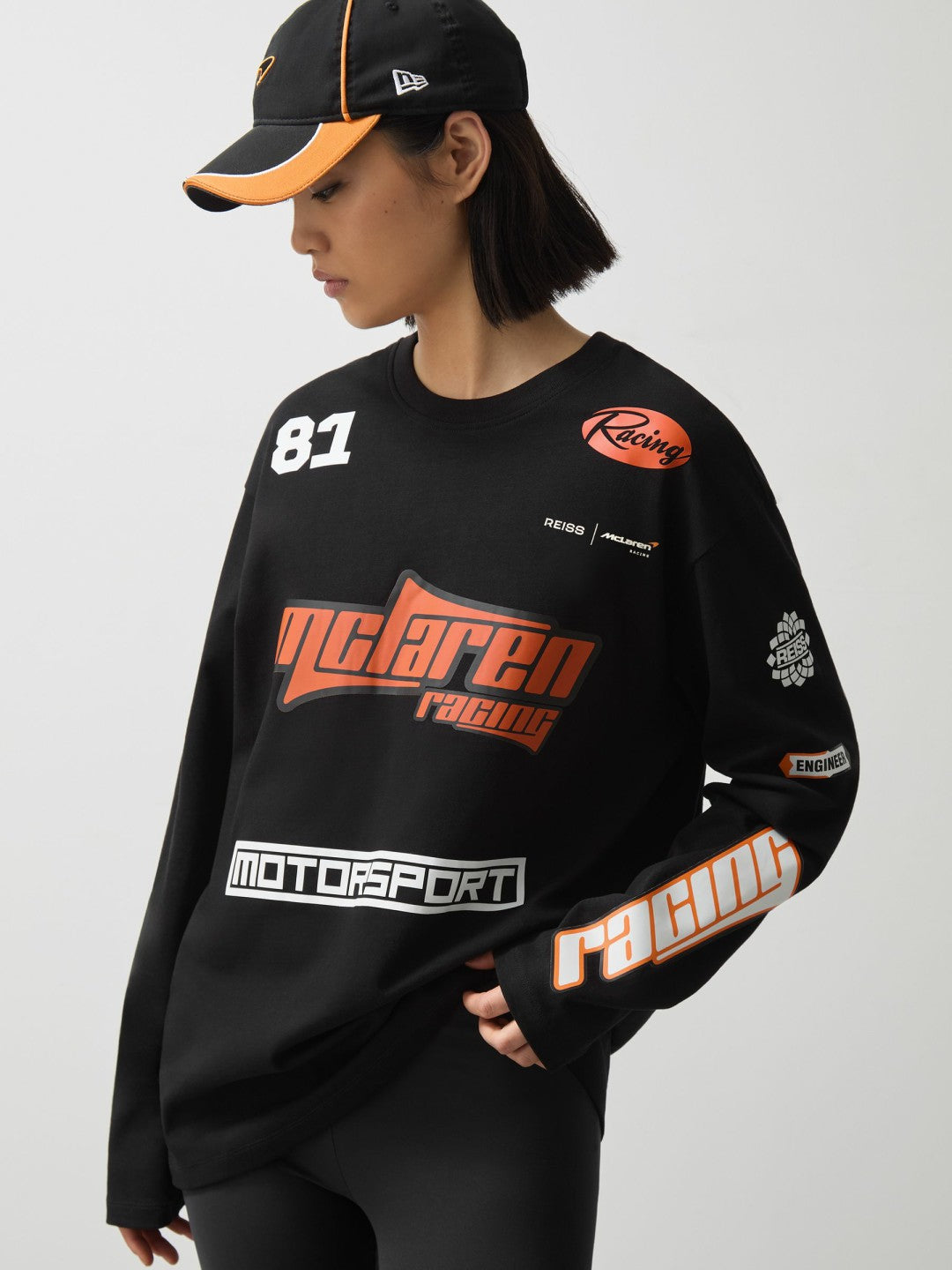 Reiss | McLaren F1 Team Cotton Logo T-Shirt Unisex Fit in Black