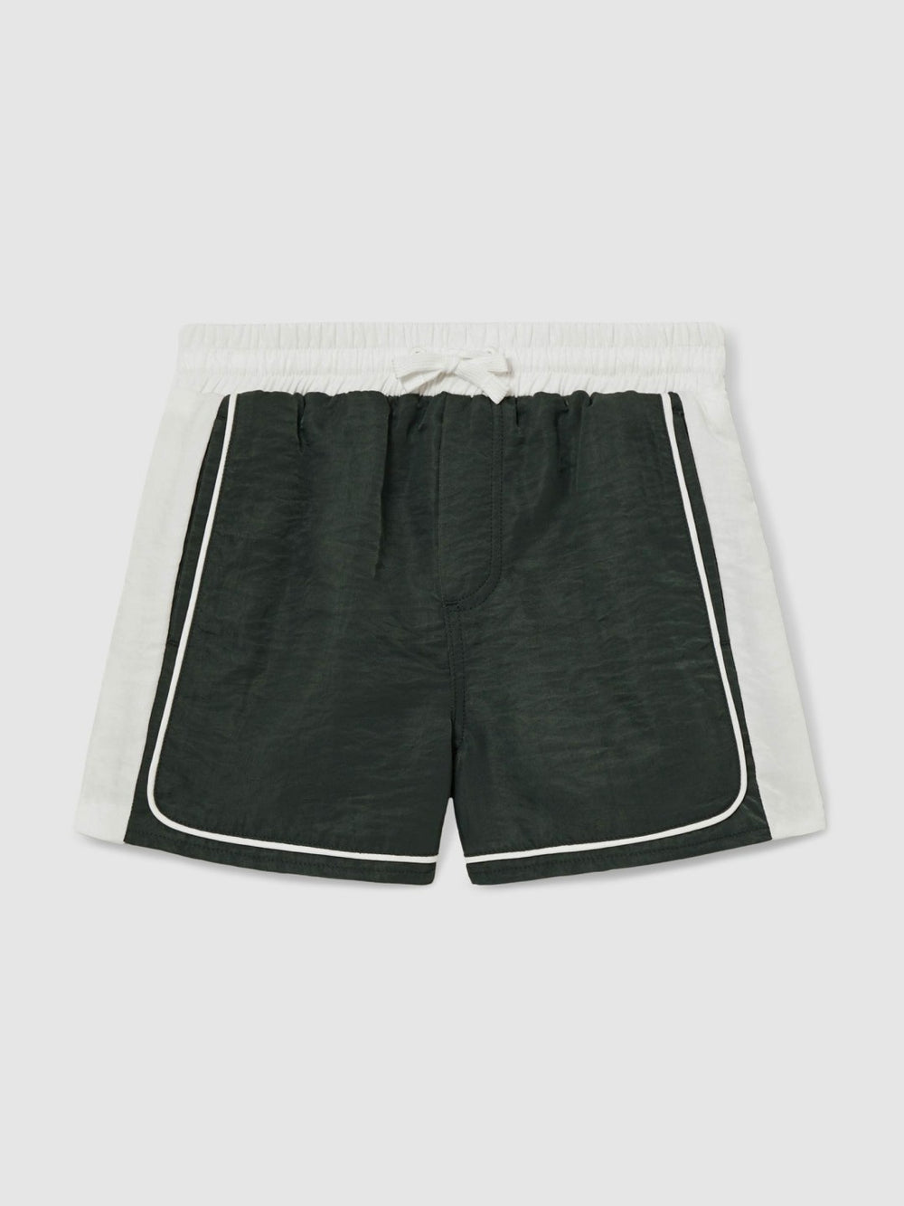 Reiss | 9-13 yrs Colour-Block Piped Swim Shorts in Green/White