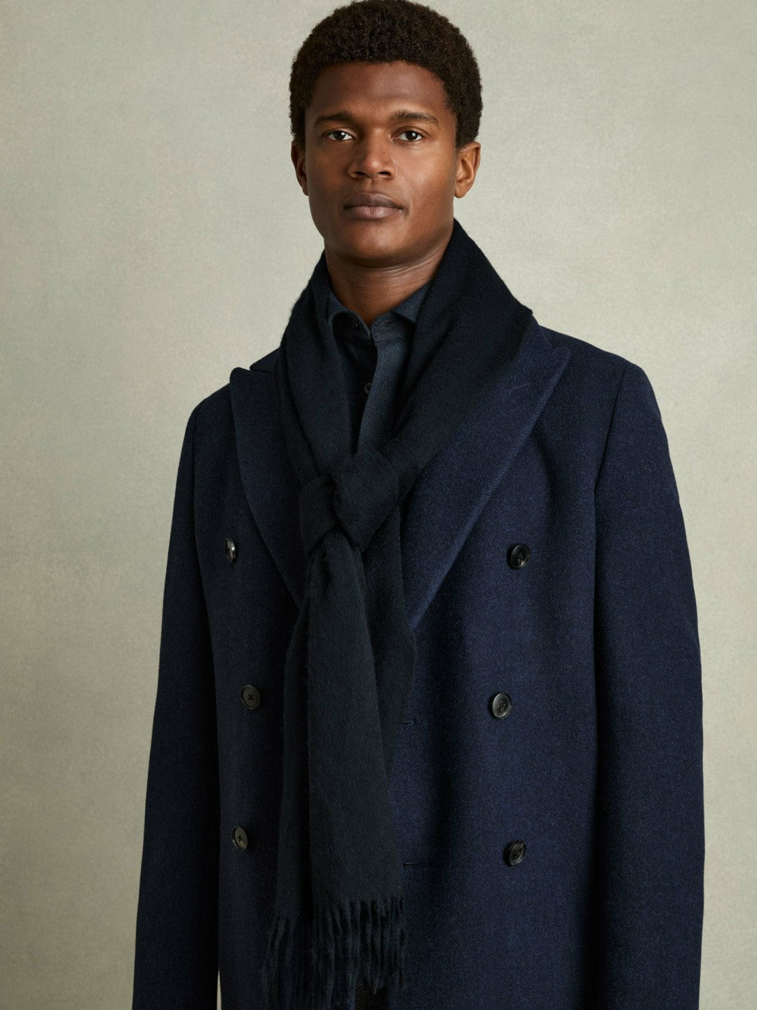 Reiss | Wool and Cashmere Scarf in Navy