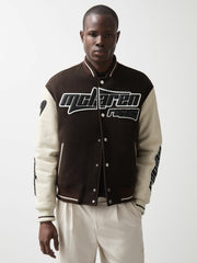 Reiss | McLaren F1 Team Bomber Jacket in Brown/Ivory/White