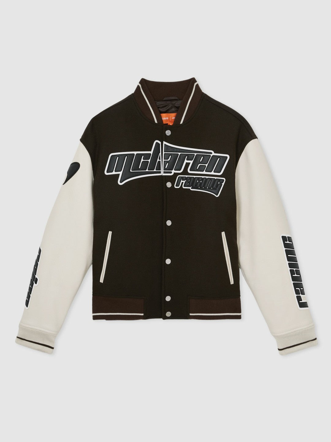 Reiss | McLaren F1 Team Bomber Jacket in Brown/Ivory/White