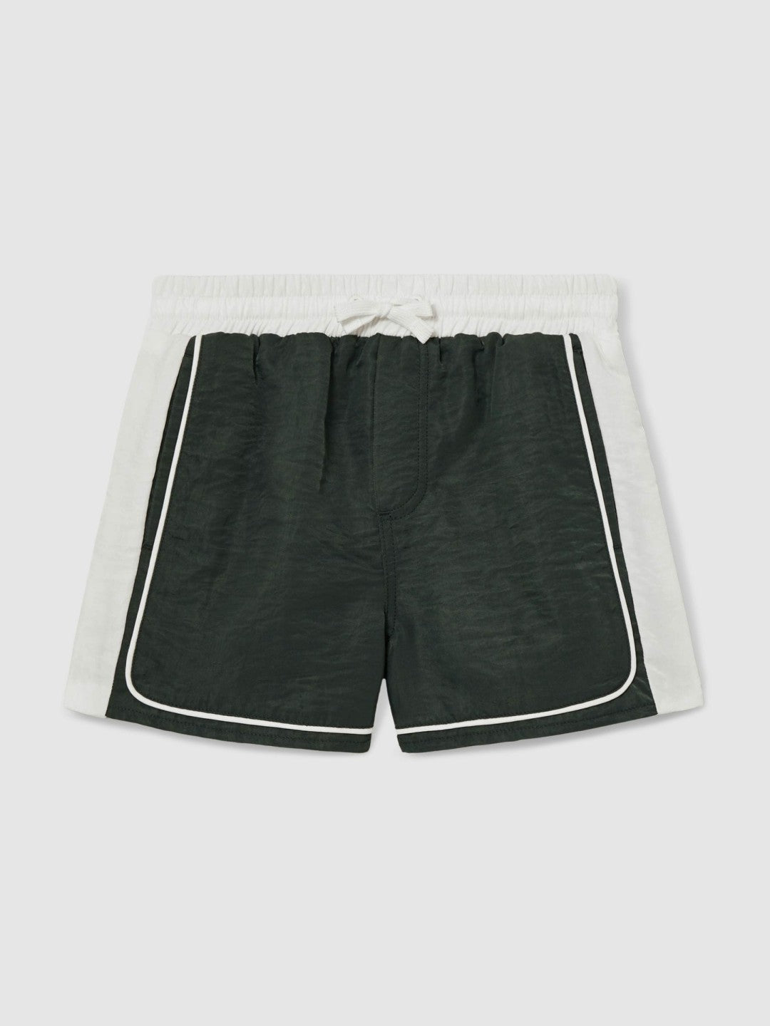 Reiss | 3-9 yrs Colour-Block Piped Swim Shorts in Green/White