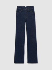 Reiss | Paige High Rise Wide Leg Jeans in Edinburgh Dark Blue