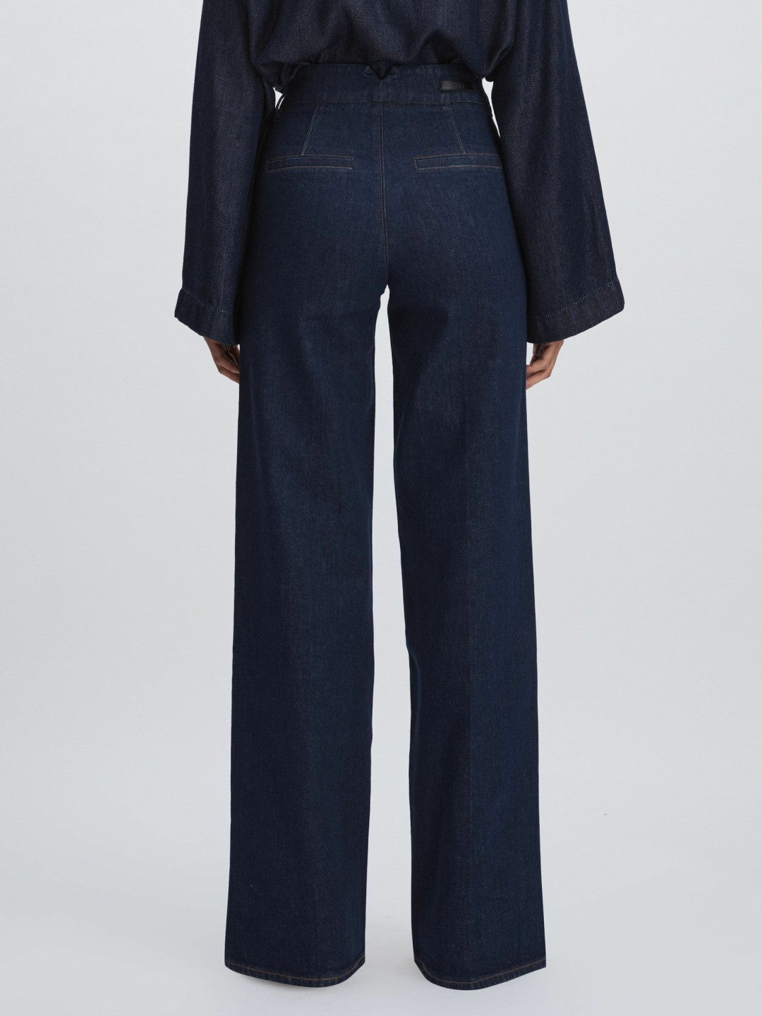 Reiss | Paige High Rise Wide Leg Jeans in Edinburgh Dark Blue