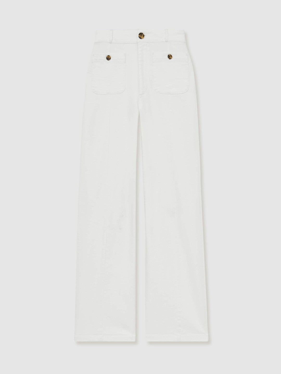 Reiss | Paige Wide-Leg Patch Pocket Jeans in Ecru