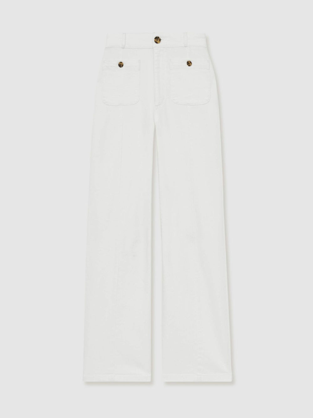 Reiss | Paige Wide-Leg Patch Pocket Jeans in Ecru