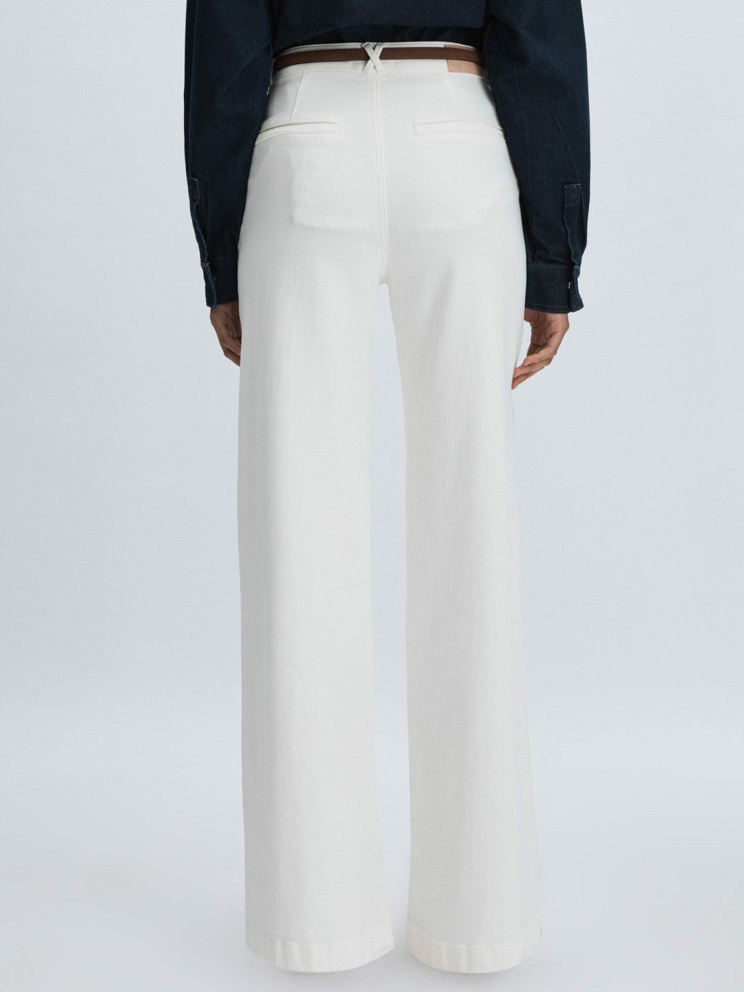Reiss | Paige Wide-Leg Patch Pocket Jeans in Ecru