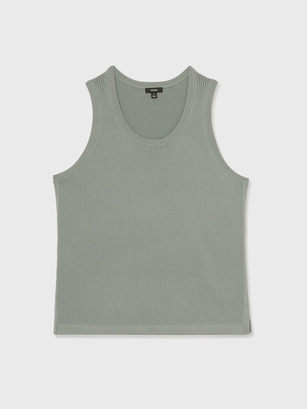 Reiss | Textured Crew Neck Ribbed Vest in Sage Green