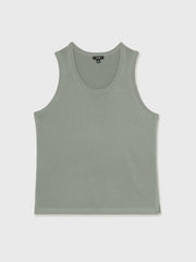 Reiss | Textured Crew Neck Ribbed Vest in Sage Green