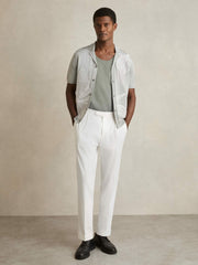 Reiss | Textured Crew Neck Ribbed Vest in Sage Green
